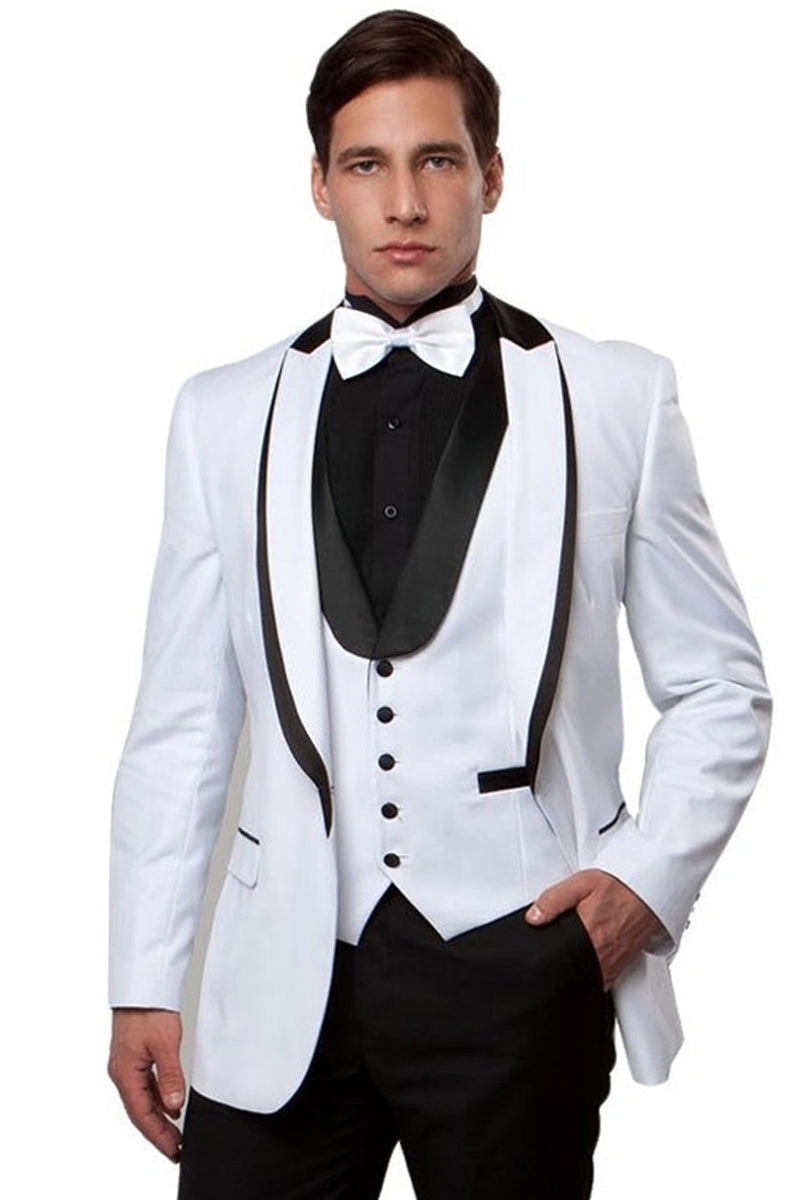 Weißer Smoking für Herren: Satin-Akzente, Weste, Peak-Revers – stilvoll und elegant!