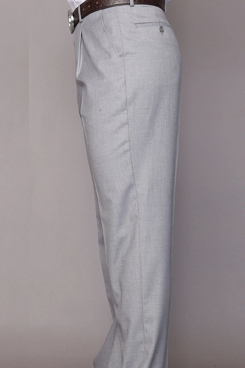 Herren Wollhosen - Klassischer Schnitt, Faltenhose, Groß & Übergröße, elegant in Grau.